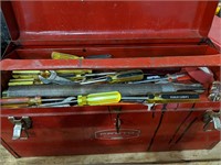 Large Red Tool Box with assorted screw drivers