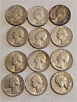 7-1961-D, 4-1963-D, 1-1960-D-US SLIVER QUARTERS