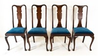 Set of 4 Queen Anne Style Mahogany Dining Chairs