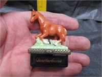 Quarter Horse Trinket Box with Tiny Horseshoe