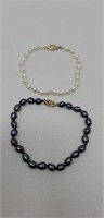 2 Bead Bracelets - Clasps are 14/20th 12k Gold