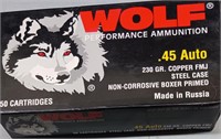 Wolf .45 AUTO /  230 Grain Box of ammunition