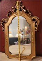 Flower Trimmed Gold Arched Mirror