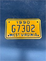 1990 WEST VIRGINIA MOTORCYCLE LICENSE PLATE