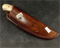 Michael Scott knife with an antler handle, leather