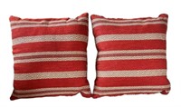 Two Square Red Aztec Woven Pilllows