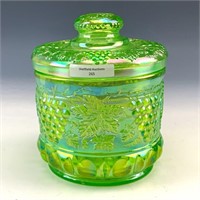 Fenton Lime Green Grape & Cable Cracker Jar