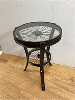 Bicycle wheel table. 17” across 24” high.