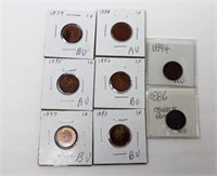 (8) DIFFERENT INDIAN HEAD CENTS: