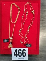 (2) Swarovski Long Gold Necklaces