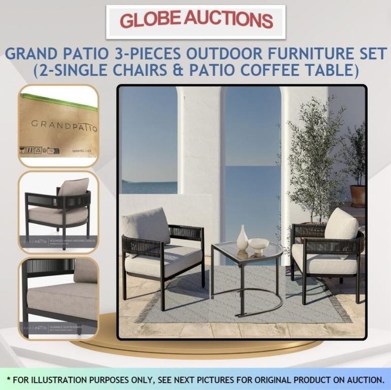 GRAND PATIO 2-CHAIRS & COFFEE TABLE SET (MSP:$479)