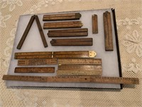 LOT OF WOOD RULERS WITH ADVERTISING
