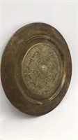 Vintage Brass Aztec Calendar Plate For Wall