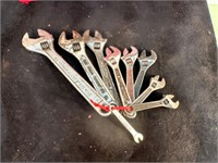 8 CRESCENT WRENCHES & 1 OTHER WRENCH