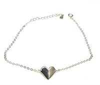 Sterling Silver Heart Fancy Link Bracelet