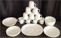 Lot of White Corelle Ware Coffee Cups, Platter...