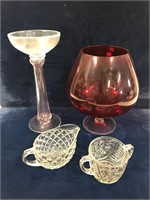 Cream and sugar with decorative goblets