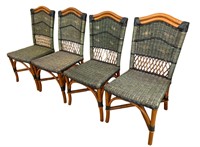 GRANGE French Wicker Dining Chairs, Set of 4
