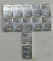 (12) 1g SILVER VALCAMBI BARS