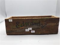 Atq Advertising wooden cheese box, Edwards Brand