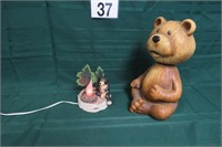 Flickering Bear Lamp & 13" Bobblehead Bear