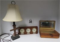 Lamp - Keepsake Carved Box & Time Zone Clock