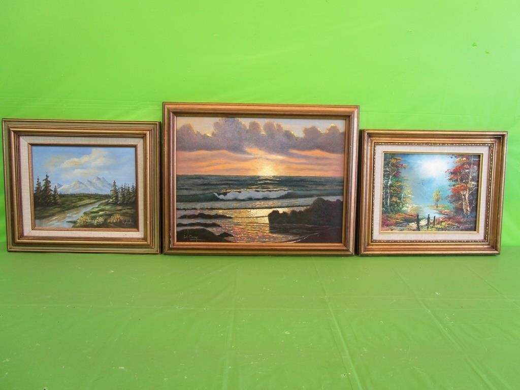 3 O/B Paintings b. Planche  Water Cary 1983  Fox