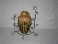 Large Amphora jug pot with metal stand
