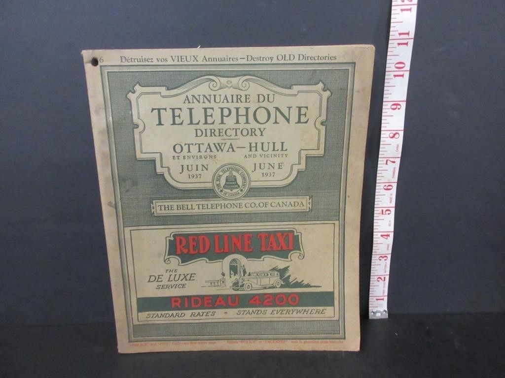 EARLY 1937 OTTAWA-HULL TELEPHONE BOOK
