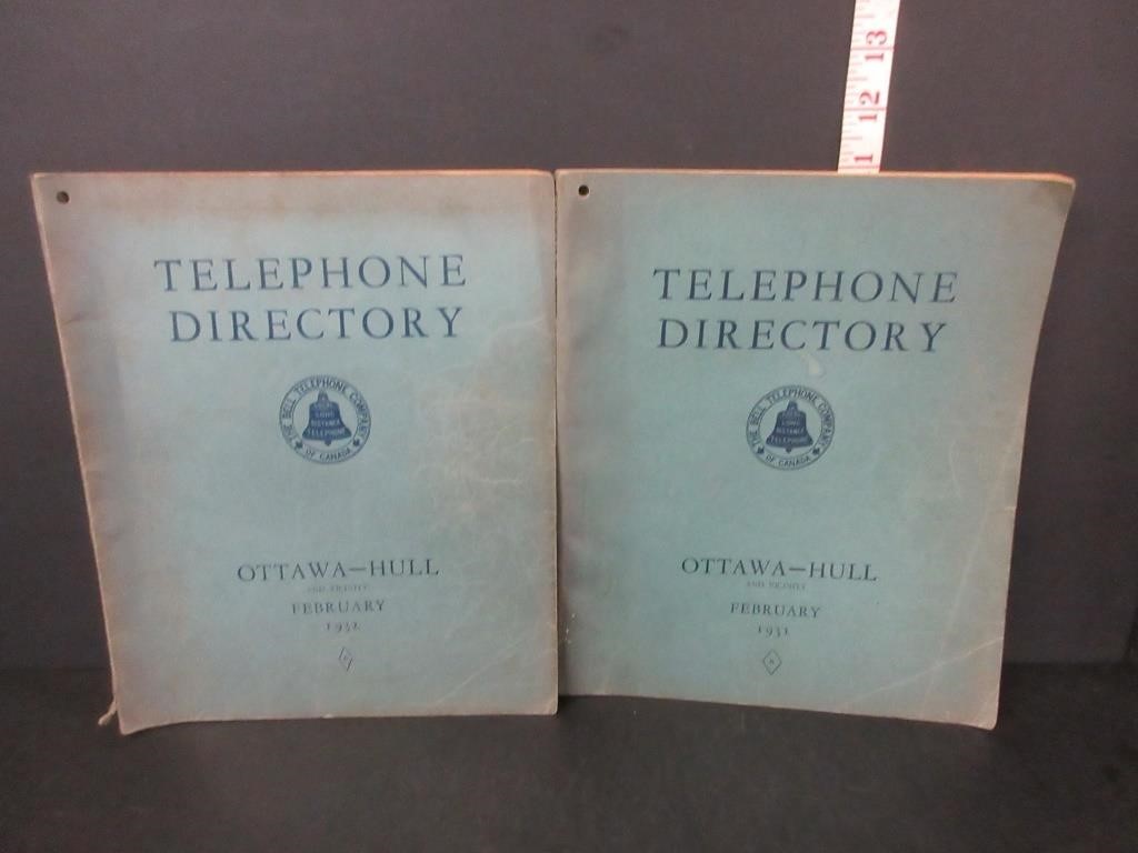 EARLY 1931-32 OTTAWA HULL TELEPHONE BOOKS