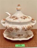 Handpainted  soup or gravy tureen  stoneware