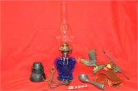 Oil lamp and asst'd primitives