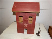 Wood Country house light up 19"h
