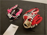 (2) Children's Rawlings Baseball / Softball Gloves