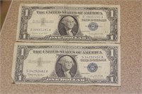 Lot of 2 Blue Seal 1957 $1.00 Note