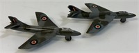 2 VNTG DINKY TOYS DIE CAST HAWKER HUNTER PLANES