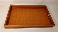 Wooden Rattan Woven Serving Tray