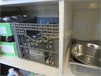 all canning jars crate pans on shelf