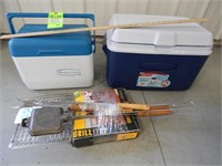 2 Rubbermaid coolers; larger one is new per seller