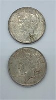(2) 1922 Peace Dollars