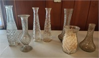 Various pressed glass vases