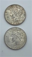 (2) 1922-D Peace Dollars (Denver)