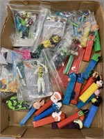 Lot of Pez and Action Figures