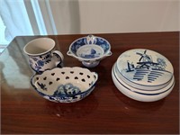 Blue and White Delft Style Dishes
