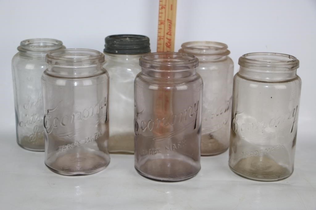 Lot of 6 Early Canning Jars-Economy &