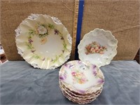 R S PRUSSIA HAND PAINTED BOWLS- 5 BERRY BOWLS