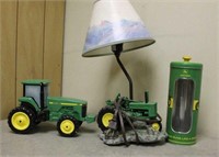 John Deere Lamp, John Deere Tractor Bank & Tin