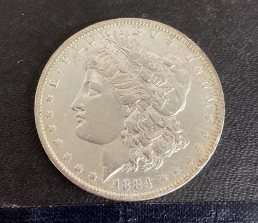 1884 Morgan silver dollar