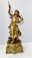 Unknown Bronze Sculpture Girl Holding Batons