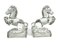 Mid century L.E. Smith glass horse bookends